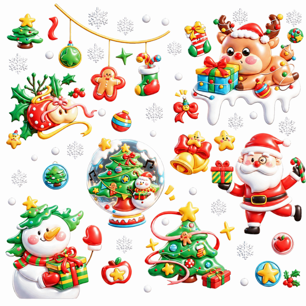 Snowflake Window Decal - 9Pcs PVC 크리스마스 창 스티커 정적