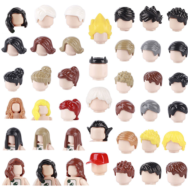 Lego Set City - 도시 피규어 머리 모자를 쓰고 있죠