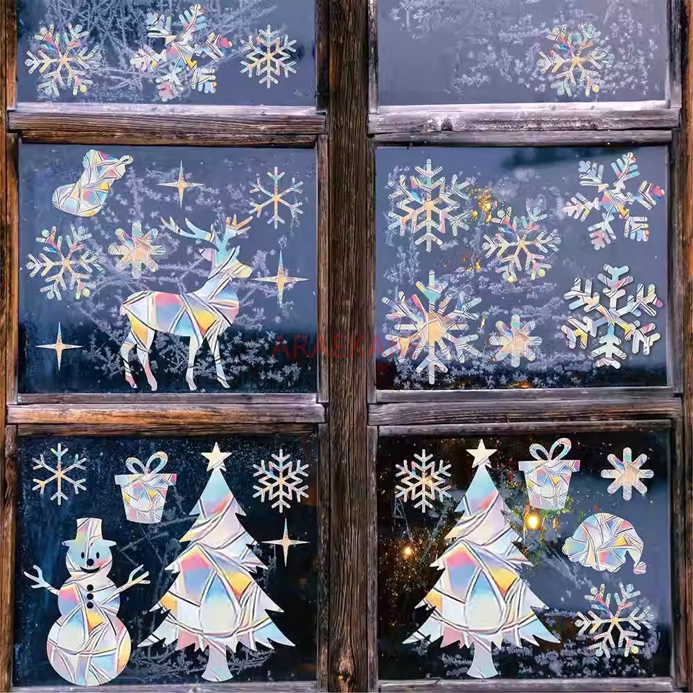 Snowflake Window Decal - 2세트 크리스마스 정전기 창문 유리 스티커
