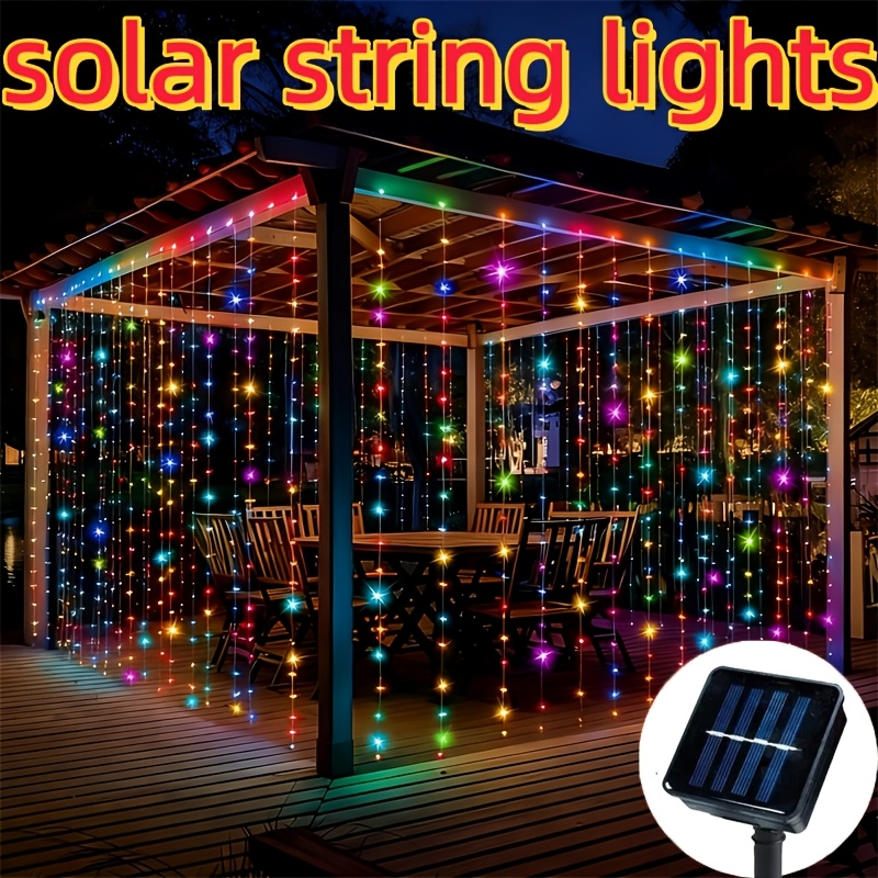 Christmas Lights Outdoor - 태양광 LED 커튼 조명 야외 여름