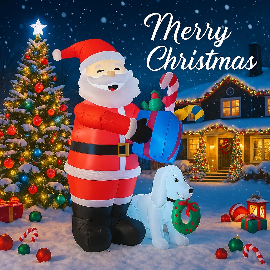 6.8피트 산타클로스 강아지 풍선 크리스마스 장식품 조 - Christmas Lights Outdoor 리뷰 및 가격