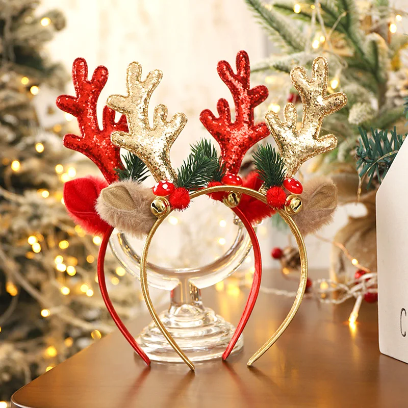 인기 반짝이 루돌프 뿔 머리띠, 금색 빨간색 크리스마스 - Reindeer Antlers Headband 리뷰 및 가격