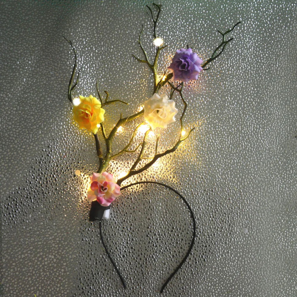 꽃무늬 루돌프 뿔 머리띠, 불빛이 나는 동물 사슴 머리 - Reindeer Antlers Headband 리뷰 및 가격