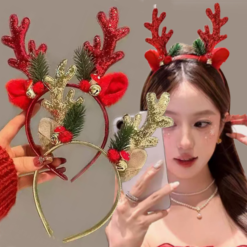 크리스마스 반짝이 사슴뿔 머리띠 파티 코스튬 헤드웨어  - Reindeer Antlers Headband 리뷰 및 가격