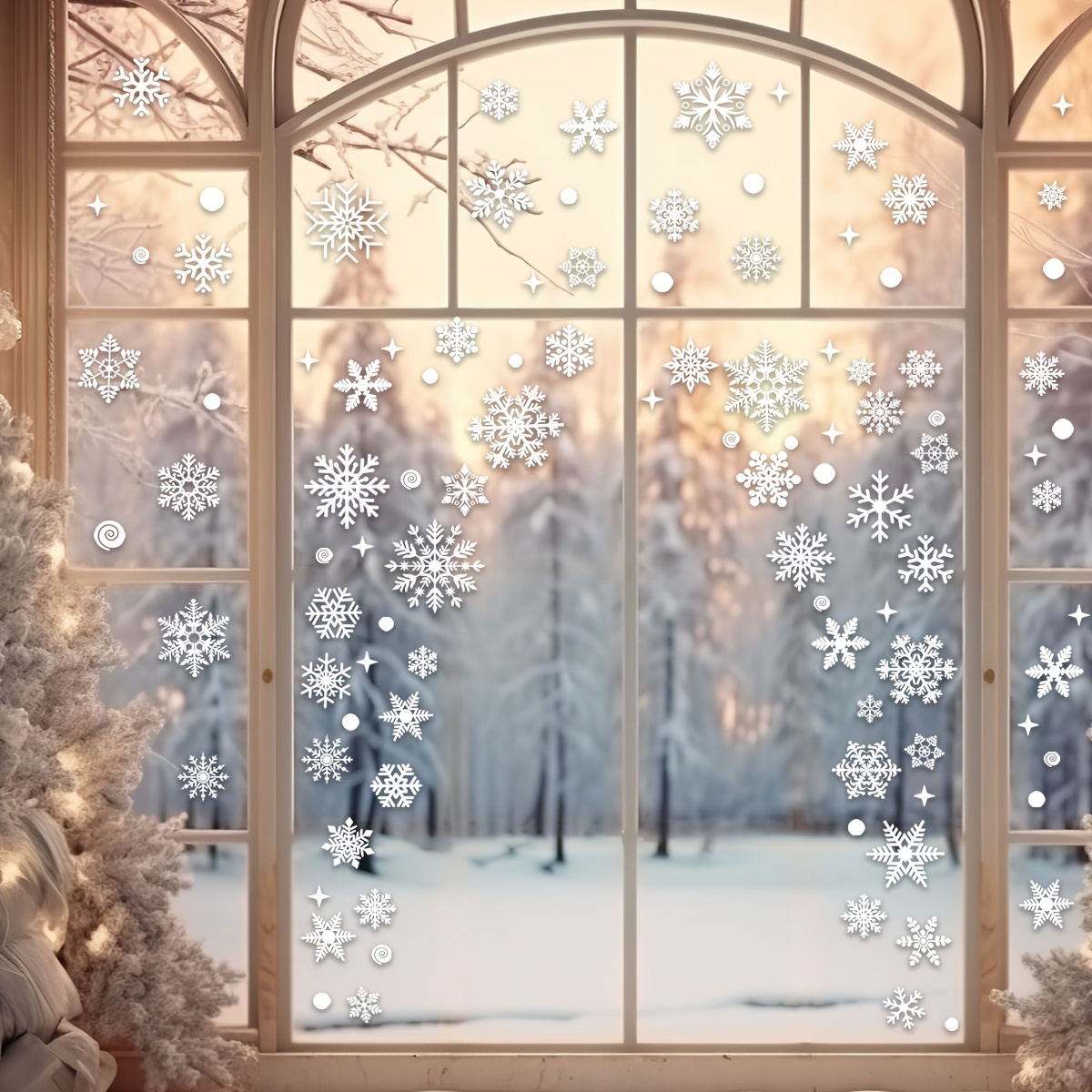 크리스마스 창문 스티커 4장 - 정전기 방지 흰색 눈송 - Snowflake Window Decal 리뷰 및 가격