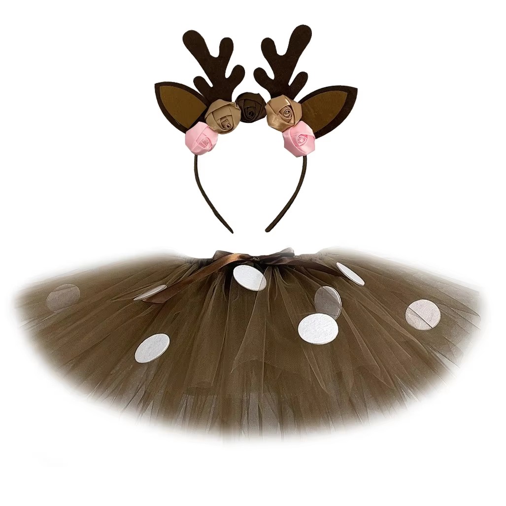 사슴 튀튀 스커트 푹신한 생일 파티 튀튀 댄스 튤 스커 - Reindeer Antlers Headband 리뷰 및 가격