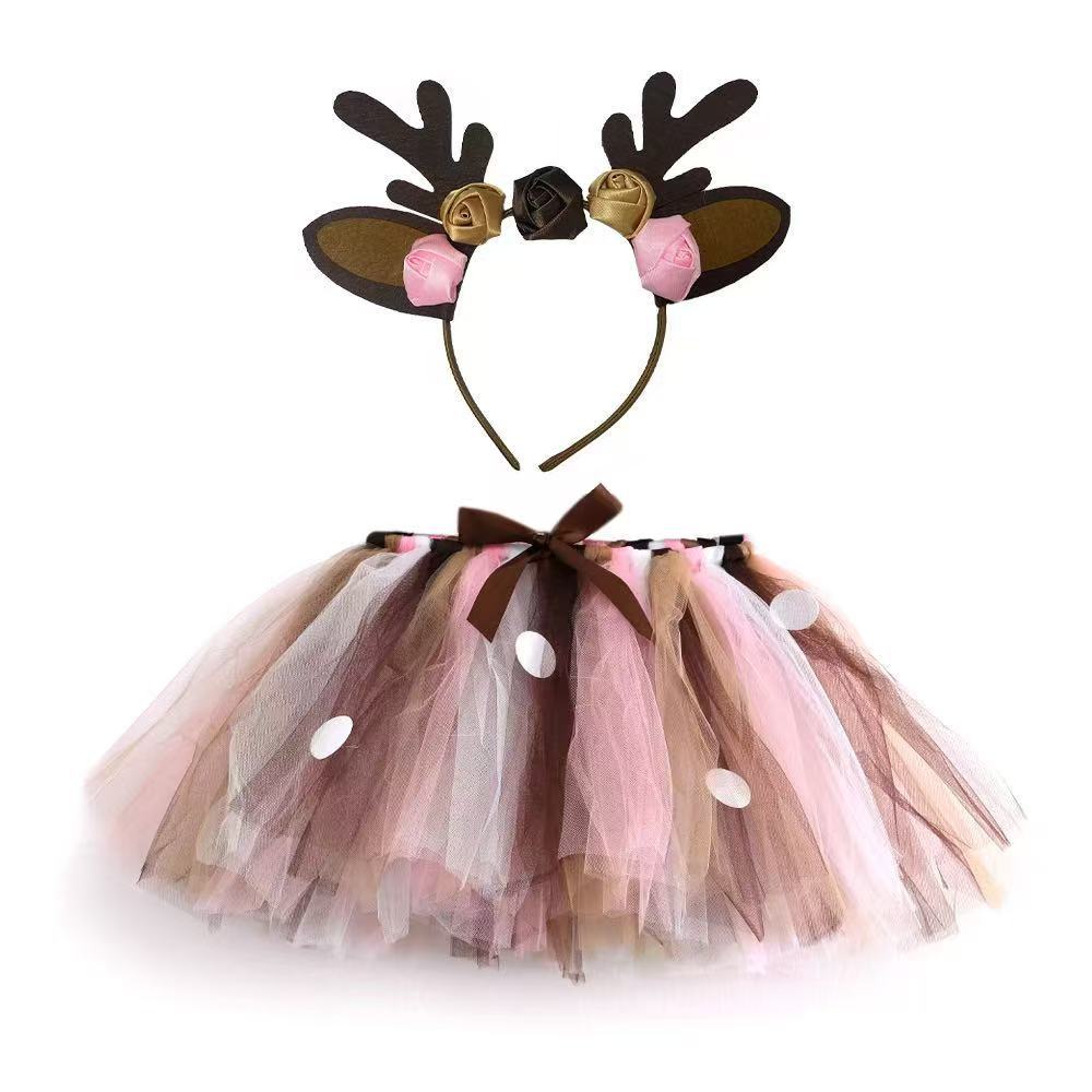 사슴 튀튀 스커트 푹신한 생일 파티 튀튀 댄스 튤 스커 - Reindeer Antlers Headband 리뷰 및 가격