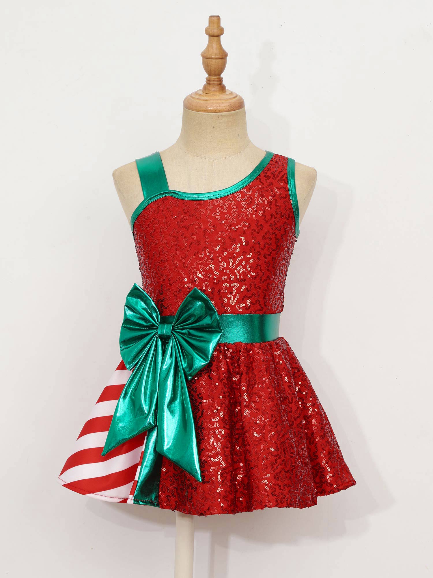 어린이 소녀 크리스마스 파티 드레스 민소매 반짝 이는  - Elf Costume Christmas 리뷰 및 가격