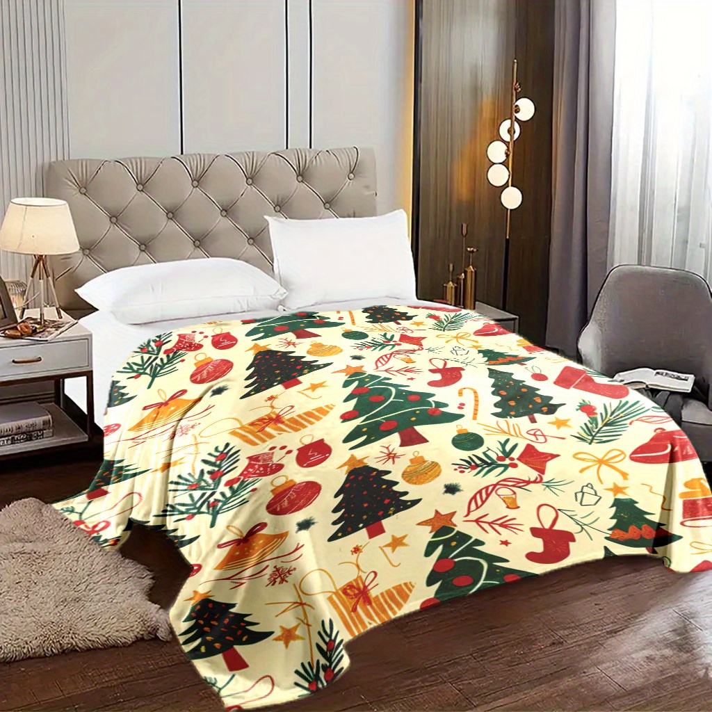 축제 나무와 스타킹 디자인이 있는 아늑한 크리스마스 담 - Christmas Throw Blanket 리뷰 및 가격