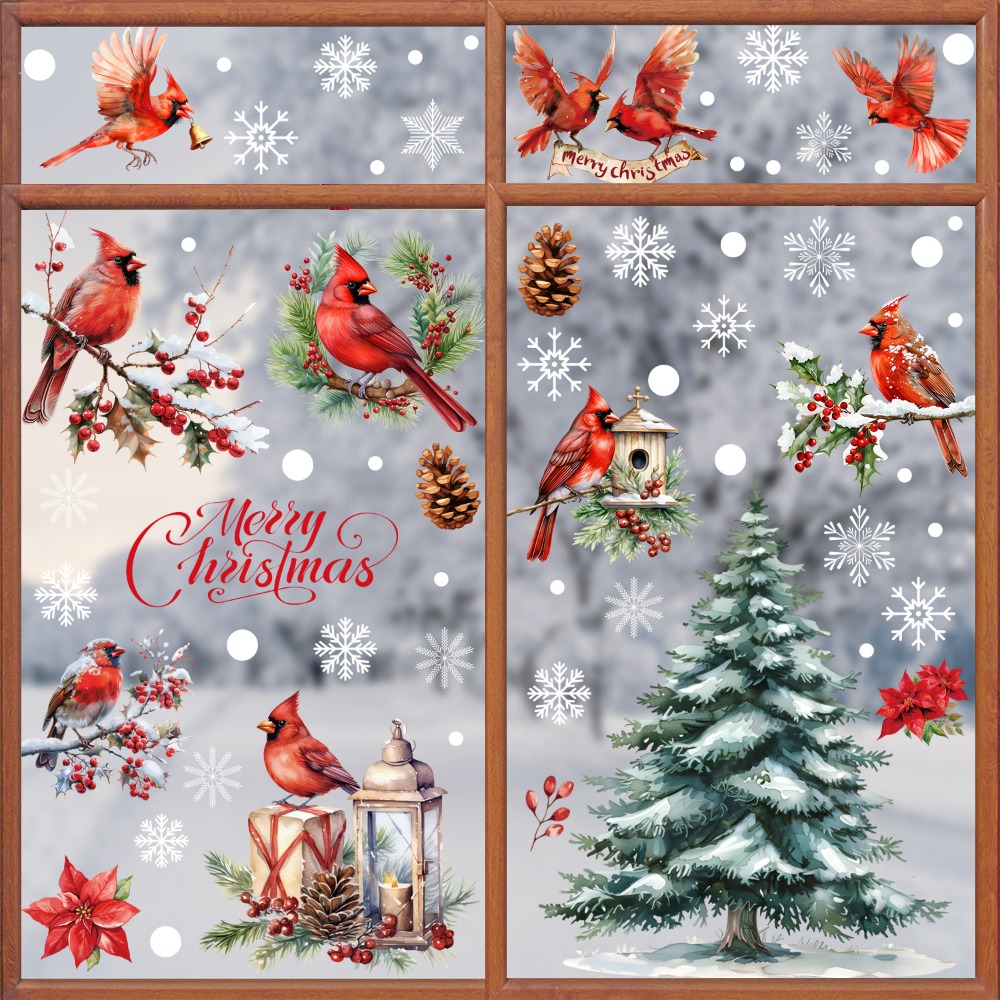 9pcs 크리스마스 창문 데칼 카디널 버드 눈송이 소나 - Snowflake Window Decal 리뷰 및 가격