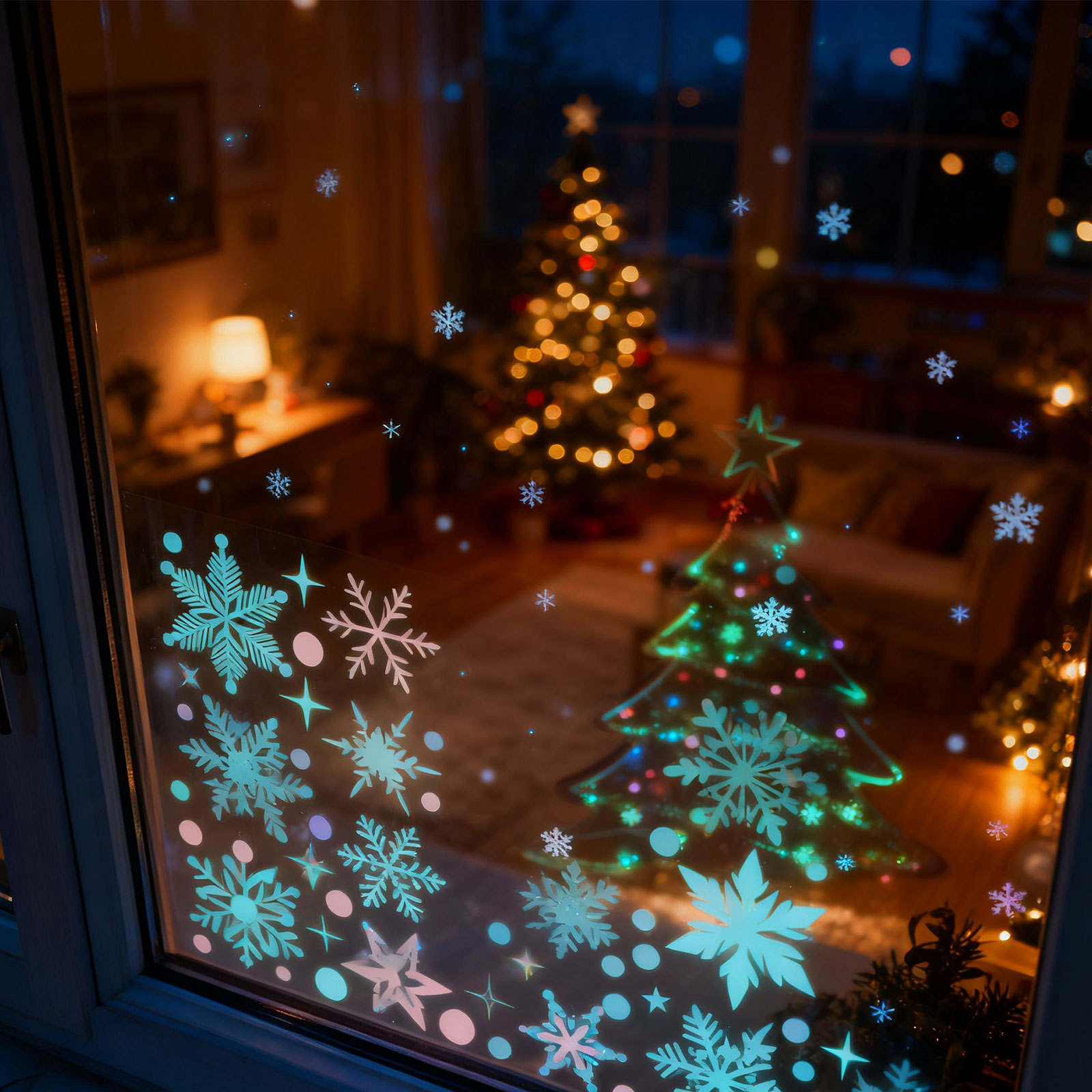 3 시트 눈송이 크리스마스 창 스티커 PVC 빛나는 눈 - Snowflake Window Decal 리뷰 및 가격