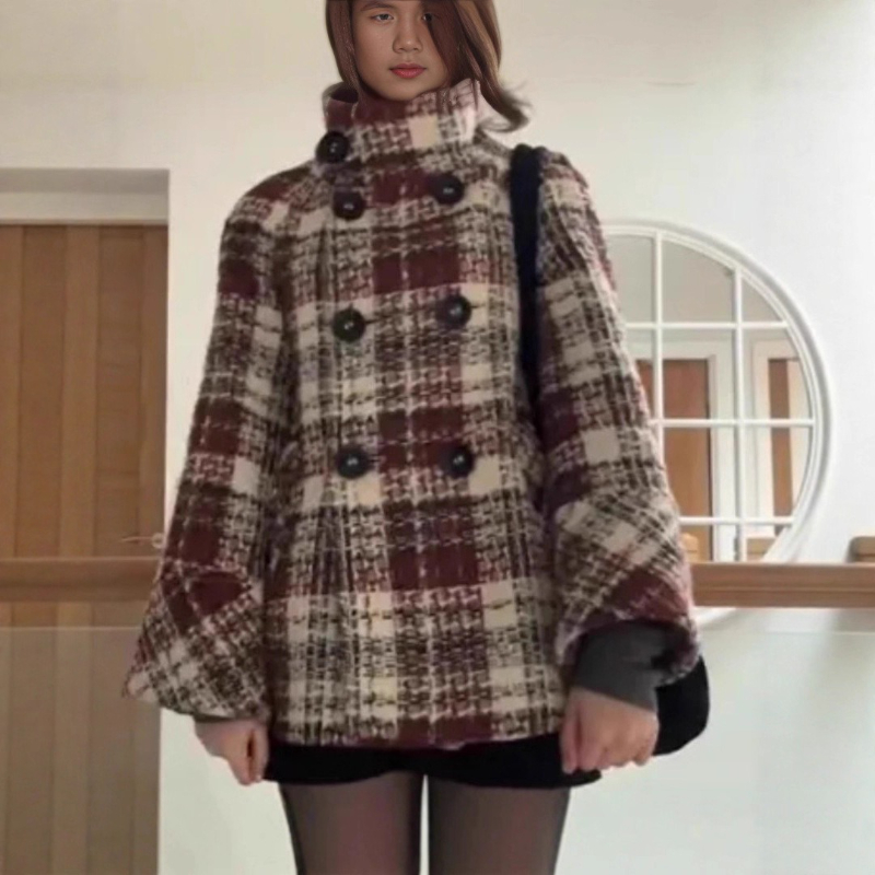 따뜻한 체크무늬 터틀넥 숄더 스트레이트 코트 여성 더블 - Christmas Throw Blanket 리뷰 및 가격