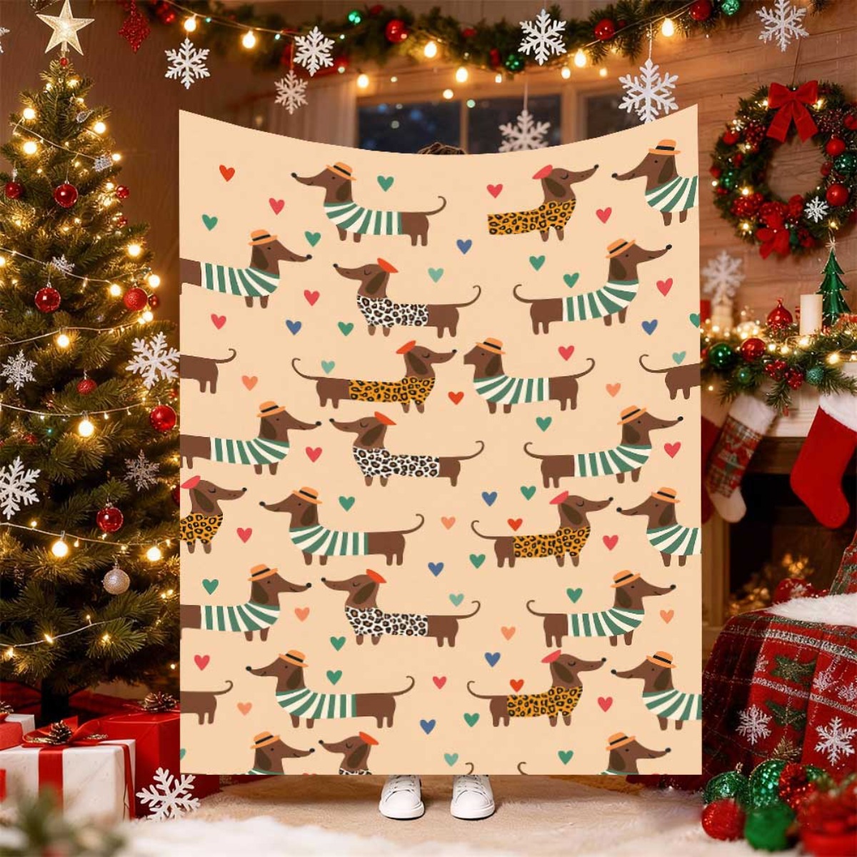 귀여운 크리스마스 닥스훈트 강아지 담요 따뜻하고 아늑한 - Christmas Throw Blanket 리뷰 및 가격